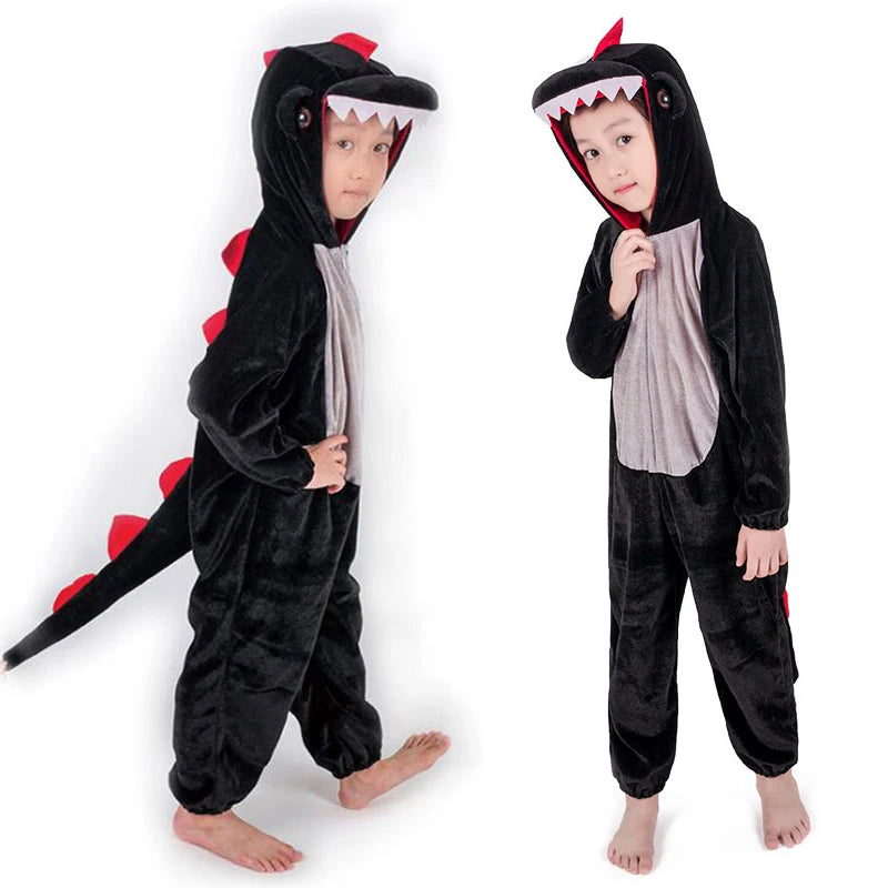 Cute Dinosaur Kugurumi Costume Cosplay Boys 2-4T 4-8Y Green Black Kindergarten School Party Game Role Play Suit Umorden