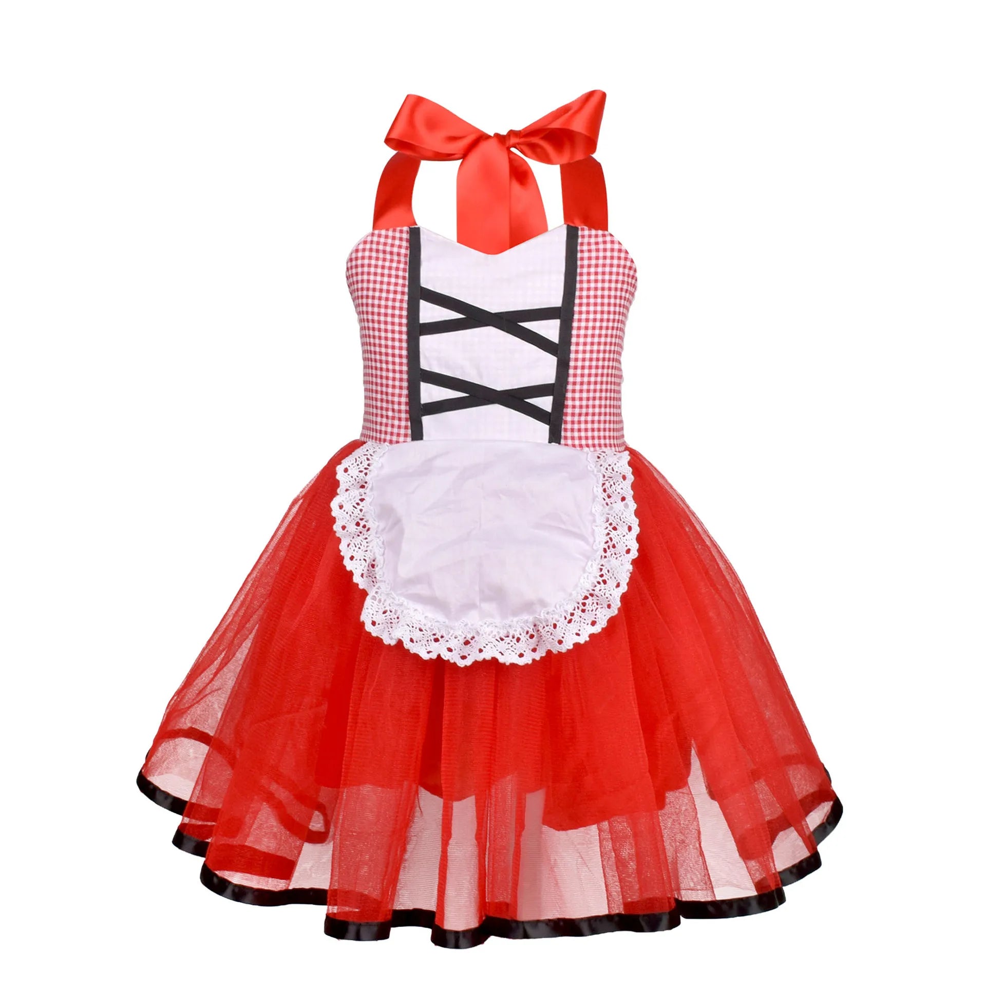 Baby Girls Cosplay Little Red Riding Hood Halloween Costume With Cape Dress up Halloween Red Princess Cloak Performance Dress