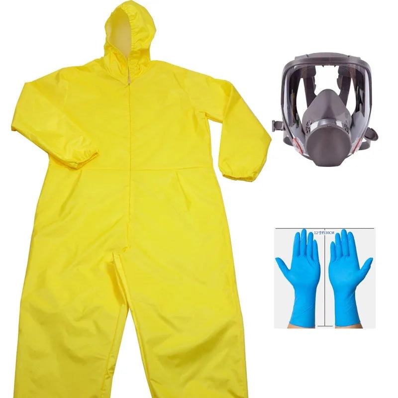 Game Theme Breaking Cosplay Bad Yellow protective Jumpsuit Costume  Halloween with Mask