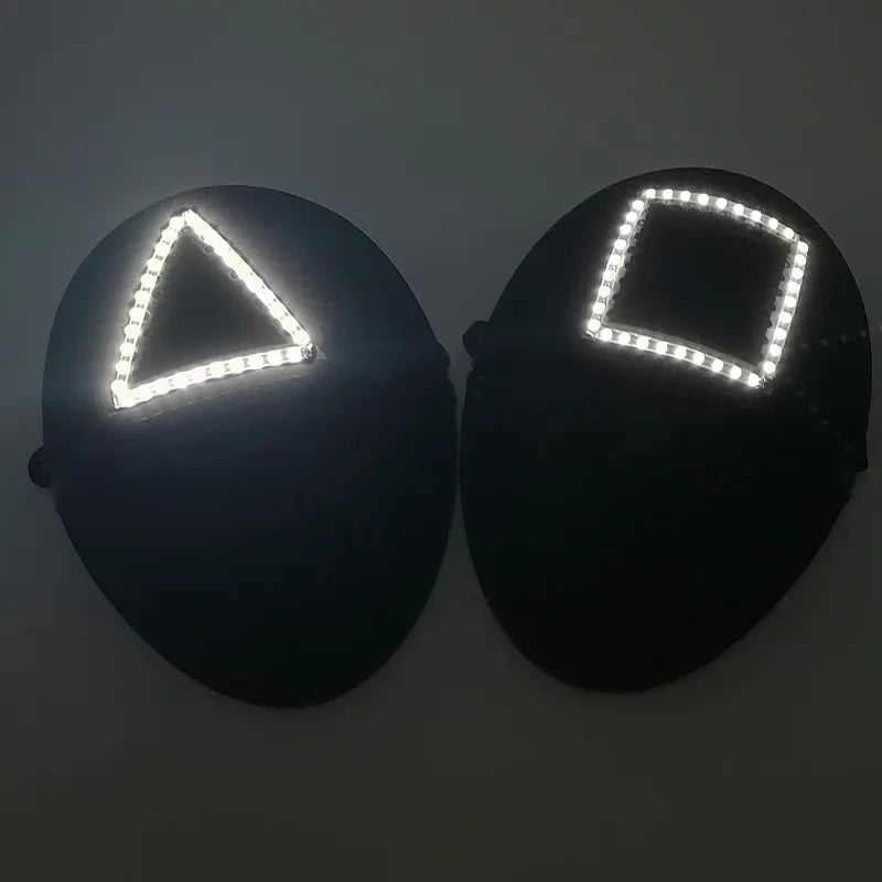 Cosplay Circle Square Triangle Light Up Masks Glowing LED Full Face Mask Disguise Supplies Film Theme Neon Luminous Mask Props