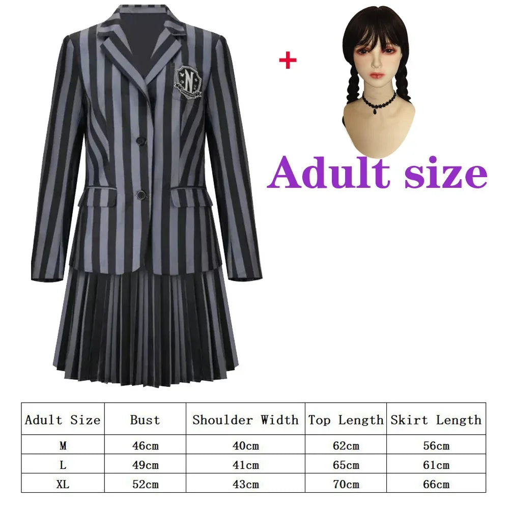 Addams Family Halloween Costume Girls Wednesday Jenna Ortega Nevermore Academy Uniform Suit Birthday Dresses Party For Women