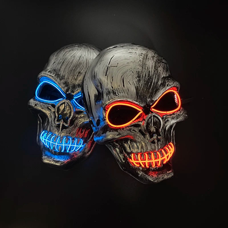 Carnival LED Glowing Mask Luminous Skull Mask Horror Masquerade Party Neon Skeleton Mask Festival Halloween Props