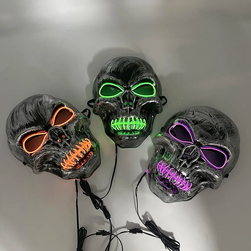 Carnival LED Glowing Mask Luminous Skull Mask Horror Masquerade Party Neon Skeleton Mask Festival Halloween Props