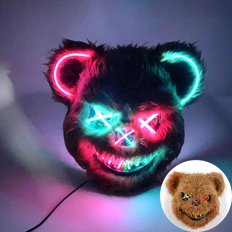 Cosplay Circle Square Triangle Light Up Masks Glowing LED Full Face Mask Disguise Supplies Film Theme Neon Luminous Mask Props