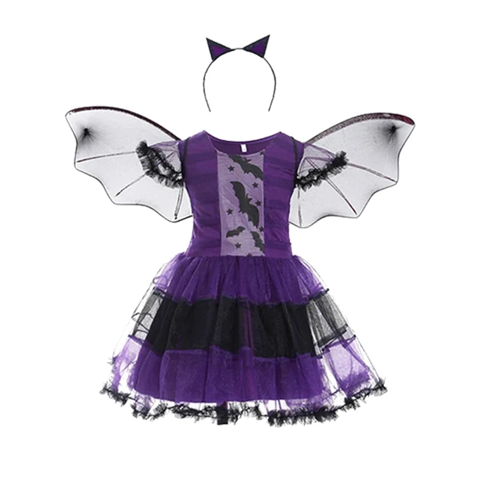2025 Girls Witch Halloween Cosplay LED Dress Carnival Vestidos Party Kids Children Glowing Costume Party Princess Dress