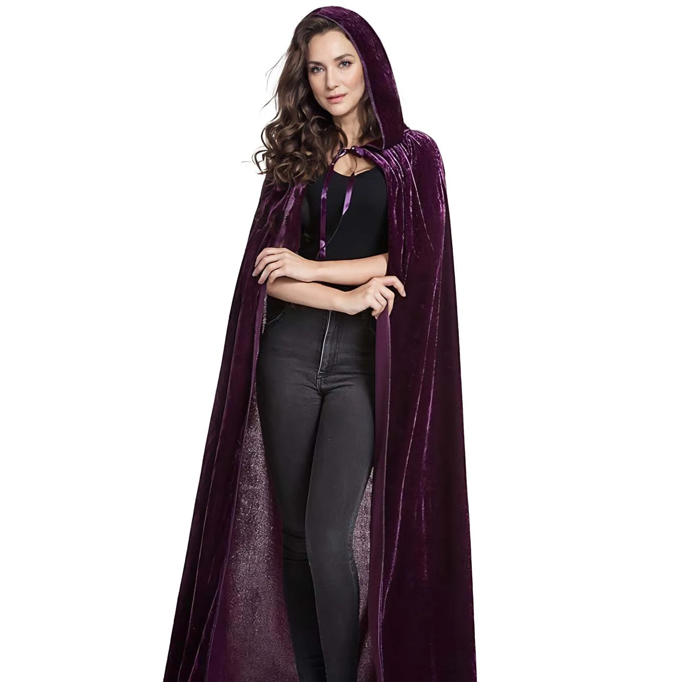 Christmas Velvet Halloween Grim Reaper Cloak long Hooded cape Unisex for  Devil Witch Wizard Christmas Cosplay red Death cloak
