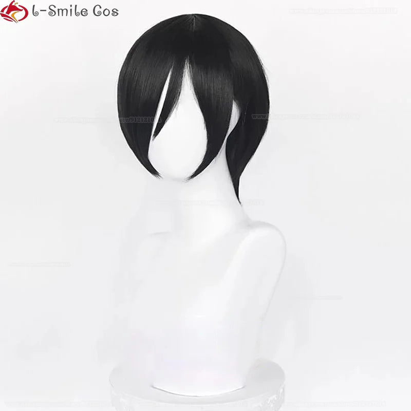 Anime Ada Wong Cosplay Wig Ada Wong Wigs Cosplay 32cm Short Black Heat Resistant Synthetic Hair Woman Party Role Wigs + Wig Cap