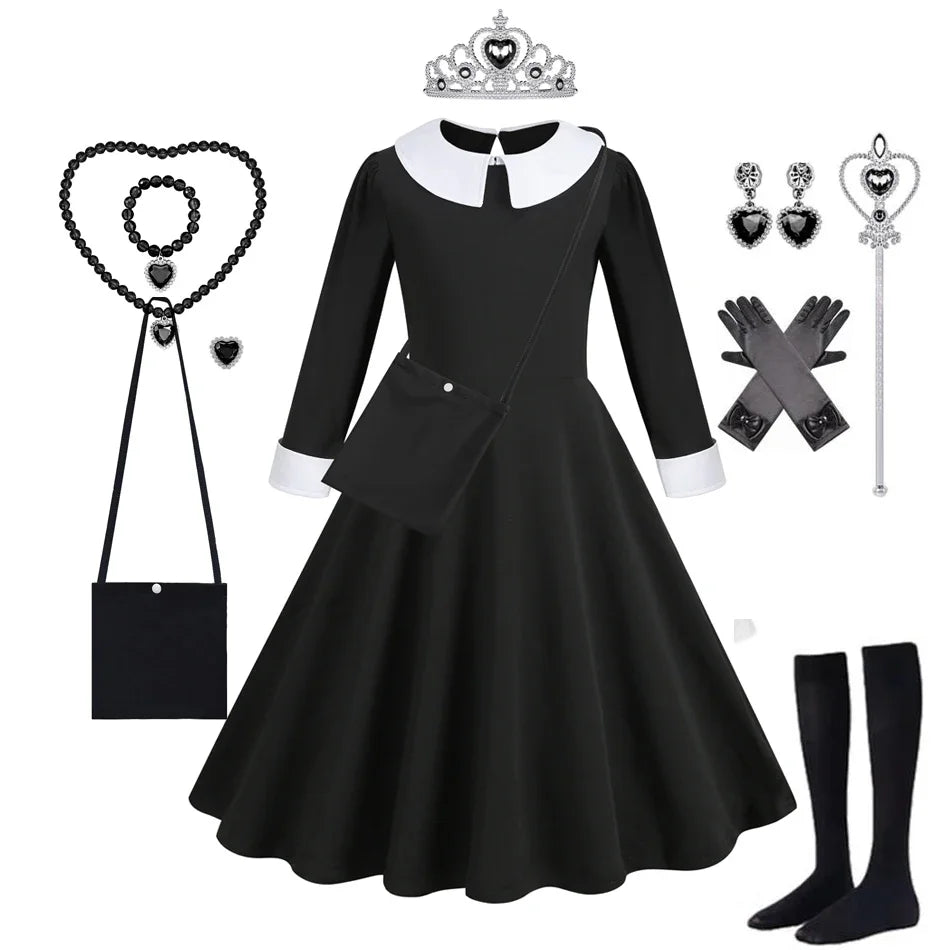 Adams Dress Girl Costume for Girls Black Dress Halloween