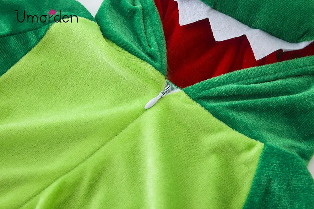 Cute Dinosaur Kugurumi Costume Cosplay Boys 2-4T 4-8Y Green Black Kindergarten School Party Game Role Play Suit Umorden