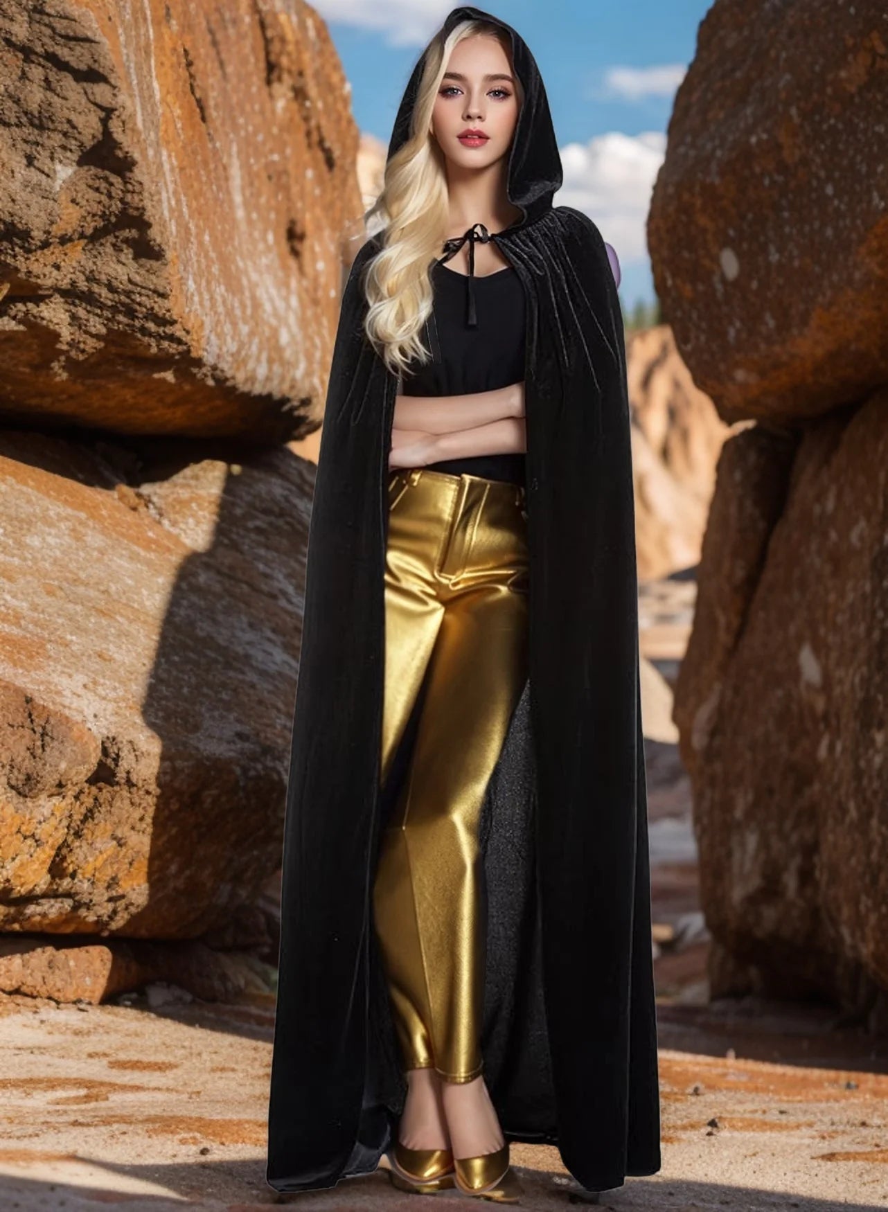 Christmas Velvet Halloween Grim Reaper Cloak long Hooded cape Unisex for  Devil Witch Wizard Christmas Cosplay red Death cloak