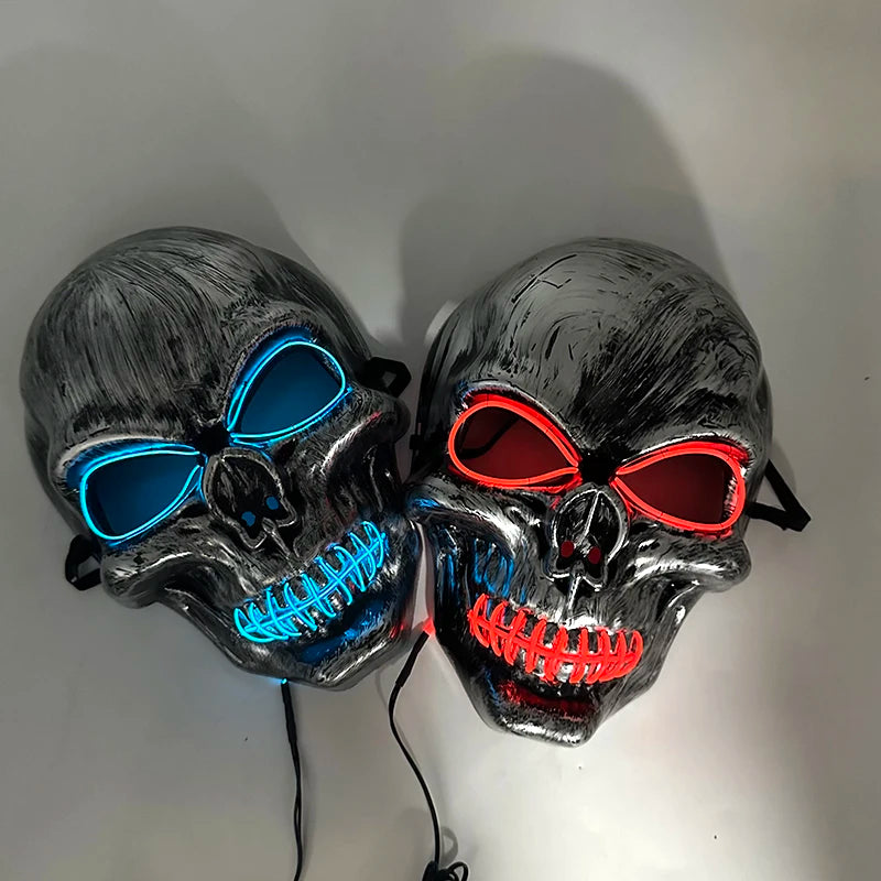 Carnival LED Glowing Mask Luminous Skull Mask Horror Masquerade Party Neon Skeleton Mask Festival Halloween Props