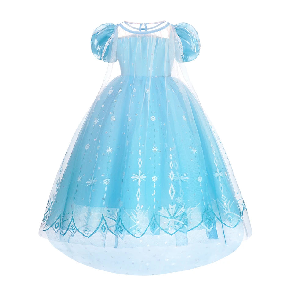 Elsa Girls Dress Frozan Cosplay Costume Princess Dresses Queen Snow Queen Wedding Luxurious With Cloak Carnival Gown Dresses Up