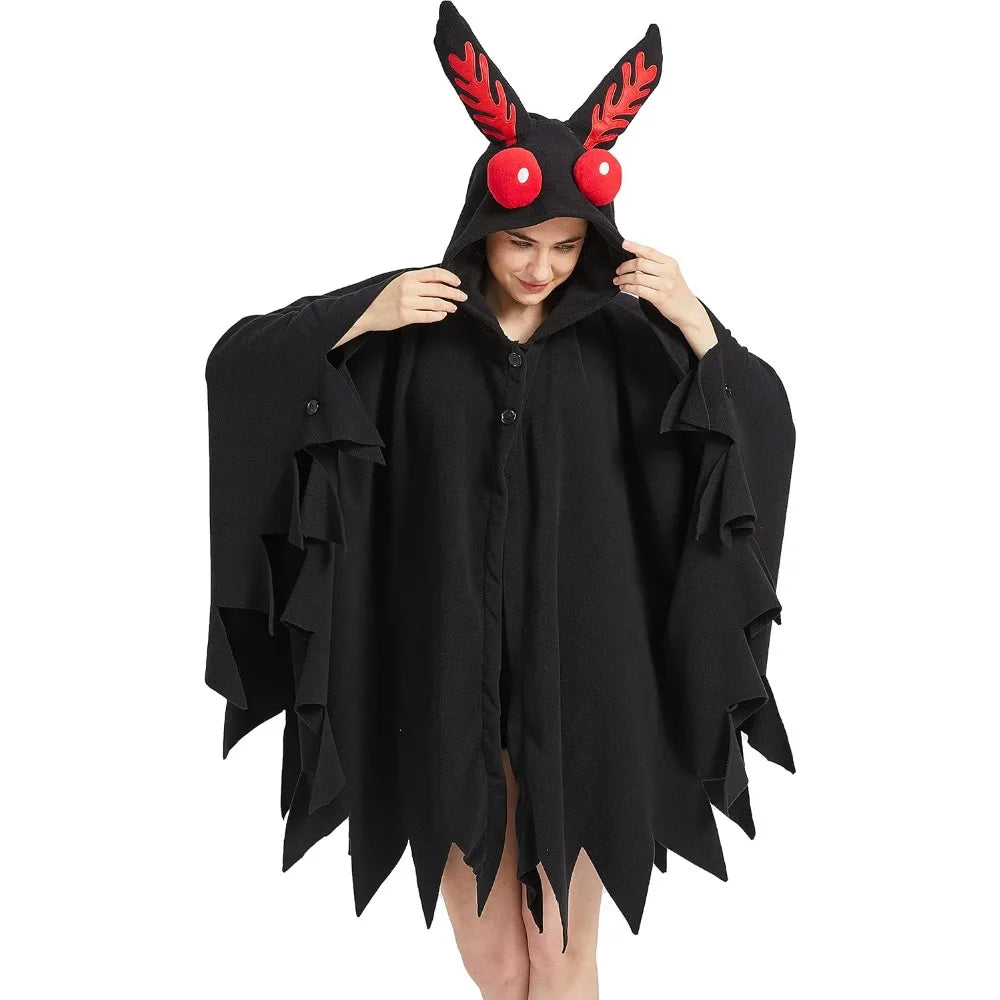 Unisex Mothman Costume, Mothman Cosplay Hooded Christmas Costumes Party Cape, Halloween Costumes Party Dress Up