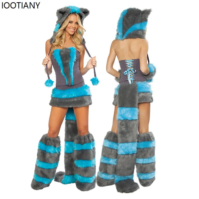 Anime Rabbit Fox CatwomanFancy Dress Carnival Party Stage Performance Dress Up Women Sexy Furry Cartoon Animal Cosplay Costumes