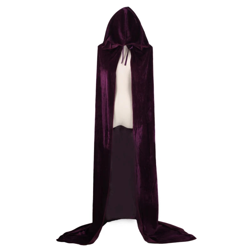 Christmas Velvet Halloween Grim Reaper Cloak long Hooded cape Unisex for  Devil Witch Wizard Christmas Cosplay red Death cloak