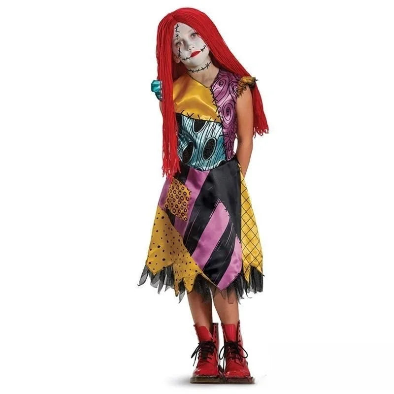 2025 Boys Girls Halloween Cosplay Costume Sally Jack Nightmare Before Xmas Kid Role Play Dress Carnival Party Clothes