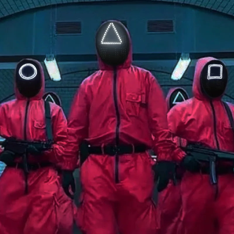 Cosplay Circle Square Triangle Light Up Masks Glowing LED Full Face Mask Disguise Supplies Film Theme Neon Luminous Mask Props