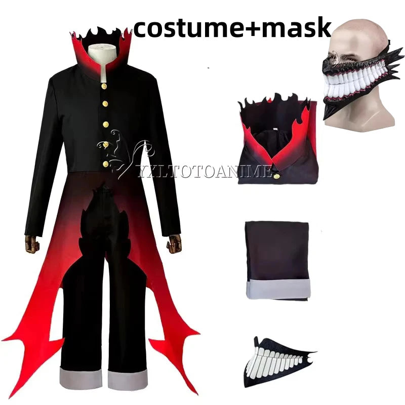 Dandadan Okarun Ken Takakura Cosplay Costume Wig Turbo Granny Powers Black Collar Uniform Curly Short Hair Halloween Party Suit