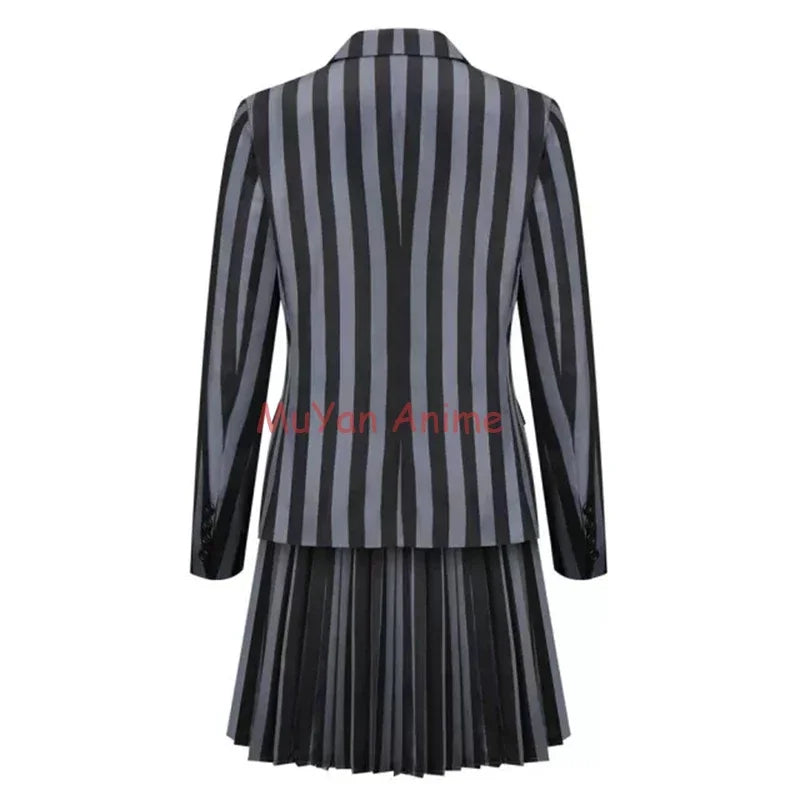 Addams Family Halloween Costume Girls Wednesday Jenna Ortega Nevermore Academy Uniform Suit Birthday Dresses Party For Women