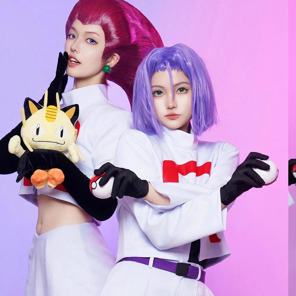 Anime Jessie and James Cosplay Costume Team Rocket Jessie Musashi James Kojirou Halloween Cosplay Costume Full Set Women Men