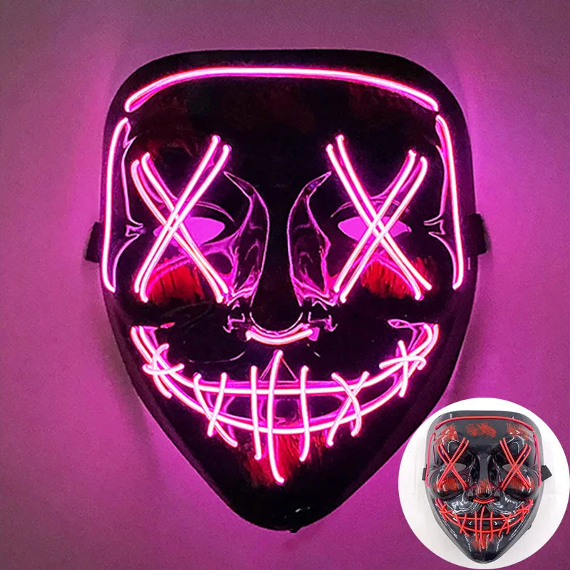 Carnival LED Glowing Mask Luminous Skull Mask Horror Masquerade Party Neon Skeleton Mask Festival Halloween Props