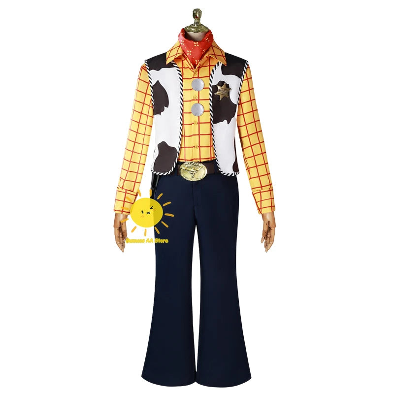 BEAST KINGDOM Anime Woody Jessie Cosplay Costume Toy Story Cosplay Cowboy Suit Woody Jessie Hat Halloween Party Cos Adult Unisex