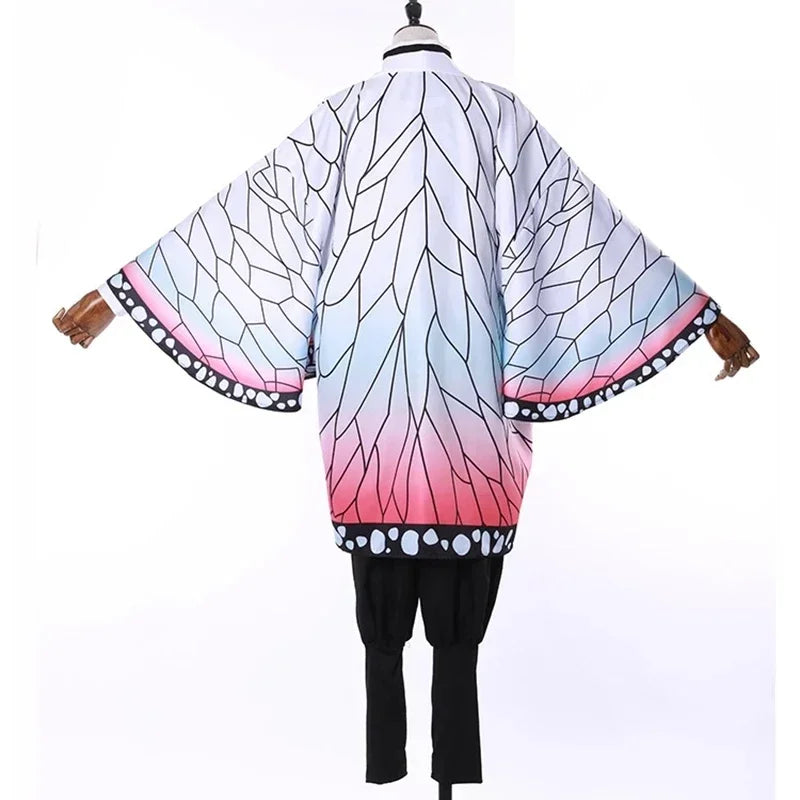 Anime Demon Slayer Kimetsu   Kochou Shinobu Cosplay Kostuum Pruik Set Kimono Uniform Halloween Anime Kostuums Voor Volwassen Kid