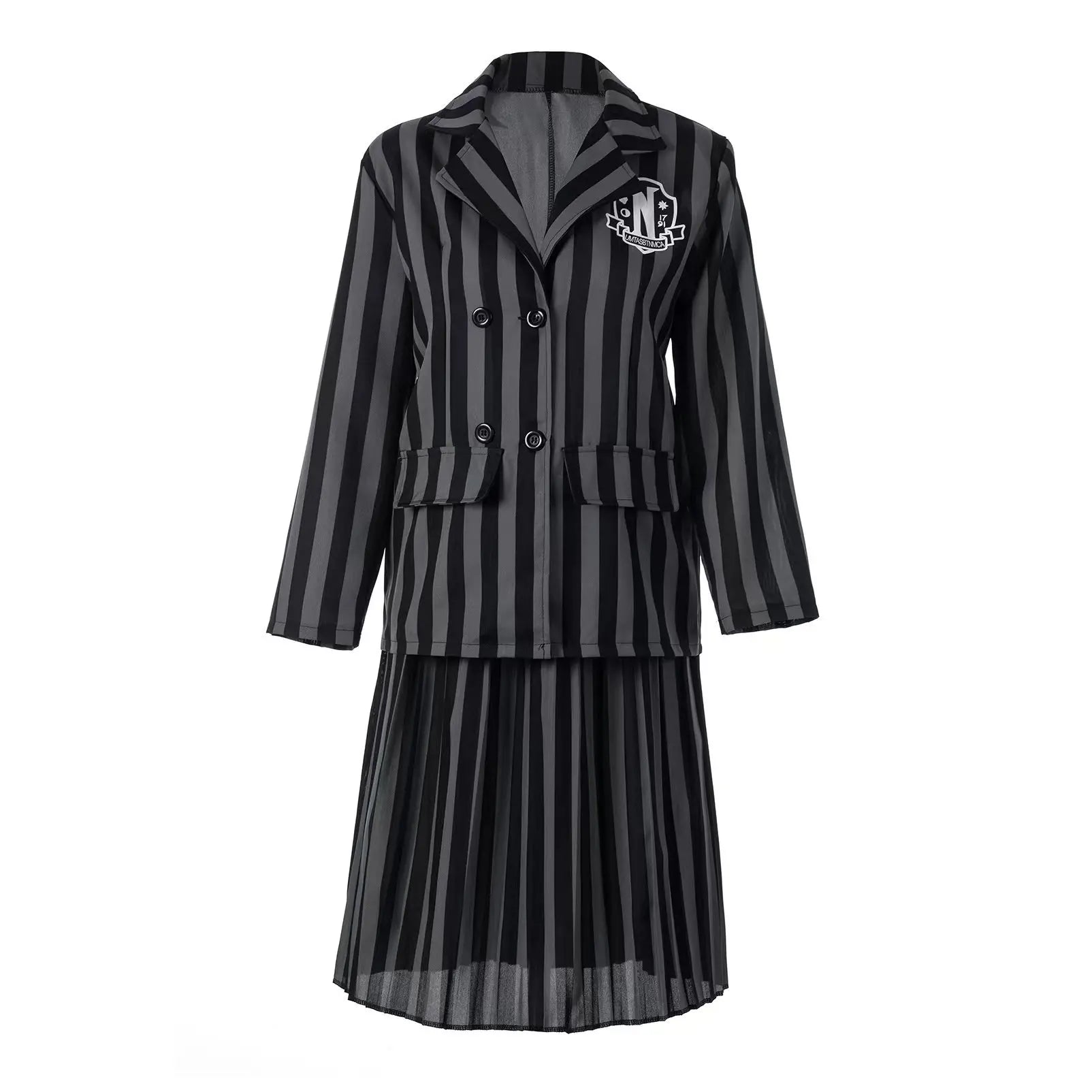 Addams Costumes Girls Black Uniform Suit Birthday Party Halloween Cosplay Dresses For Kids Women
