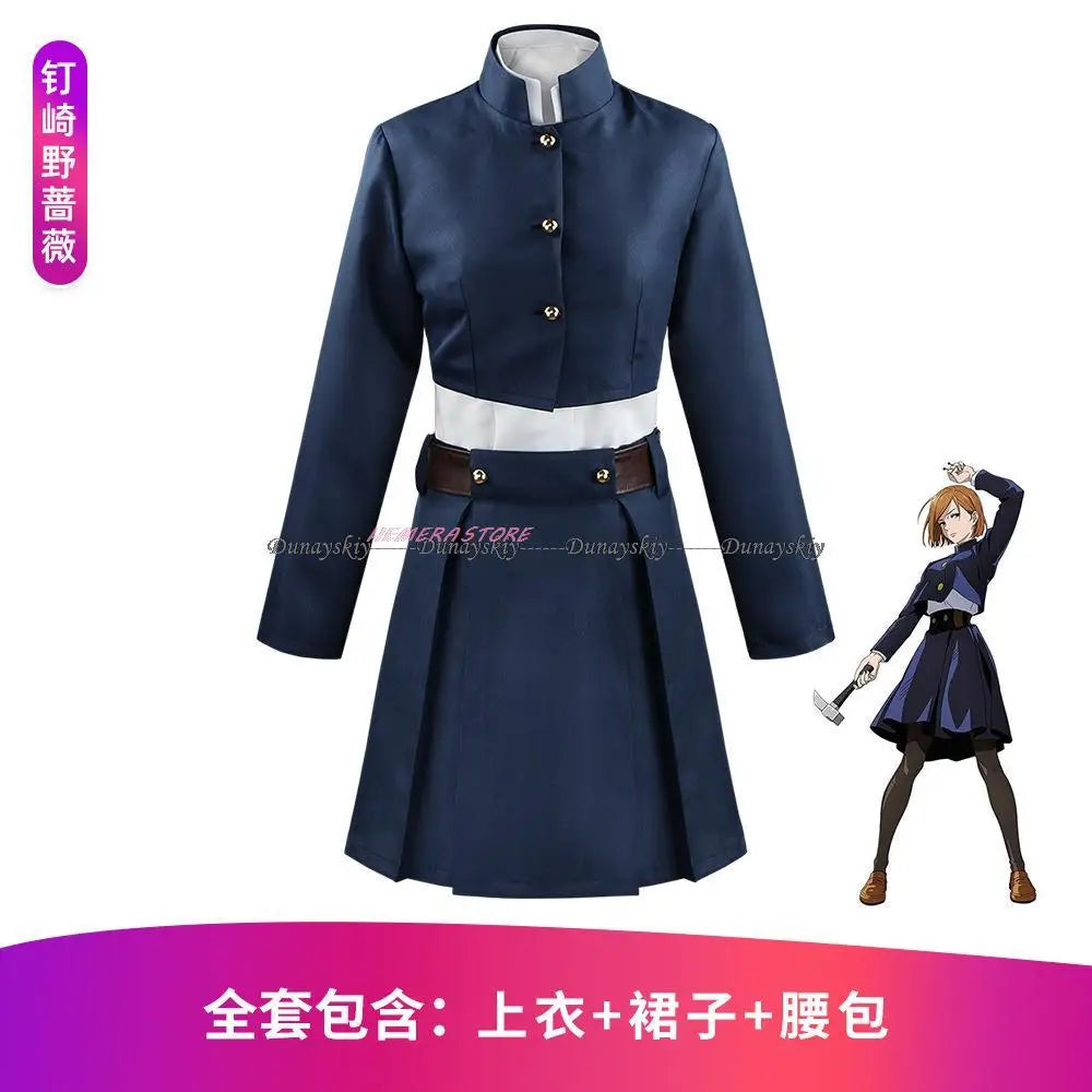 Anime JJK Kugisaki Nobara Cosplay Costume Kugisaki Nobara Wig Hammer Women Suit Outfit Uniform Bag Belt Hallowen Suit