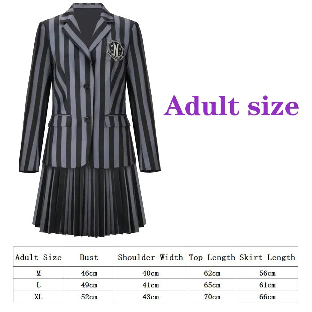 Addams Family Halloween Costume Girls Wednesday Jenna Ortega Nevermore Academy Uniform Suit Birthday Dresses Party For Women