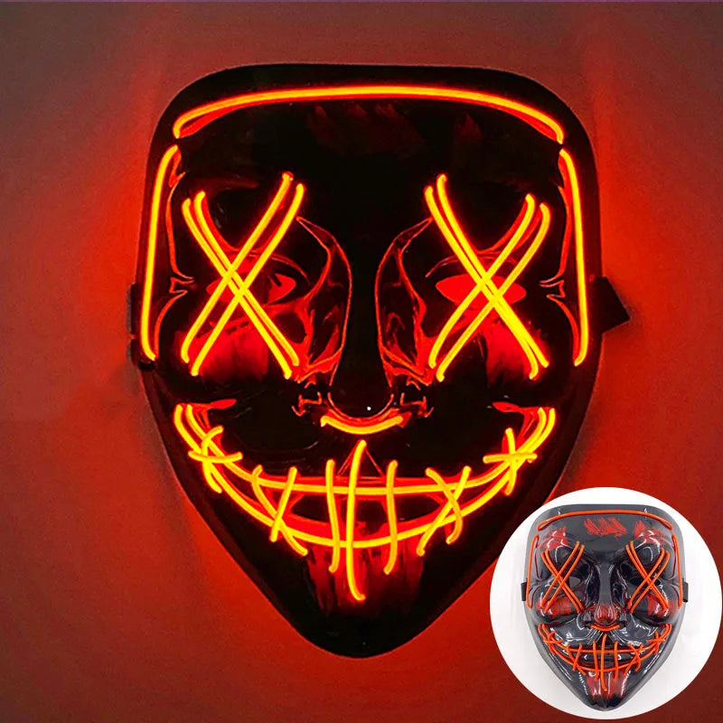 Carnival LED Glowing Mask Luminous Skull Mask Horror Masquerade Party Neon Skeleton Mask Festival Halloween Props