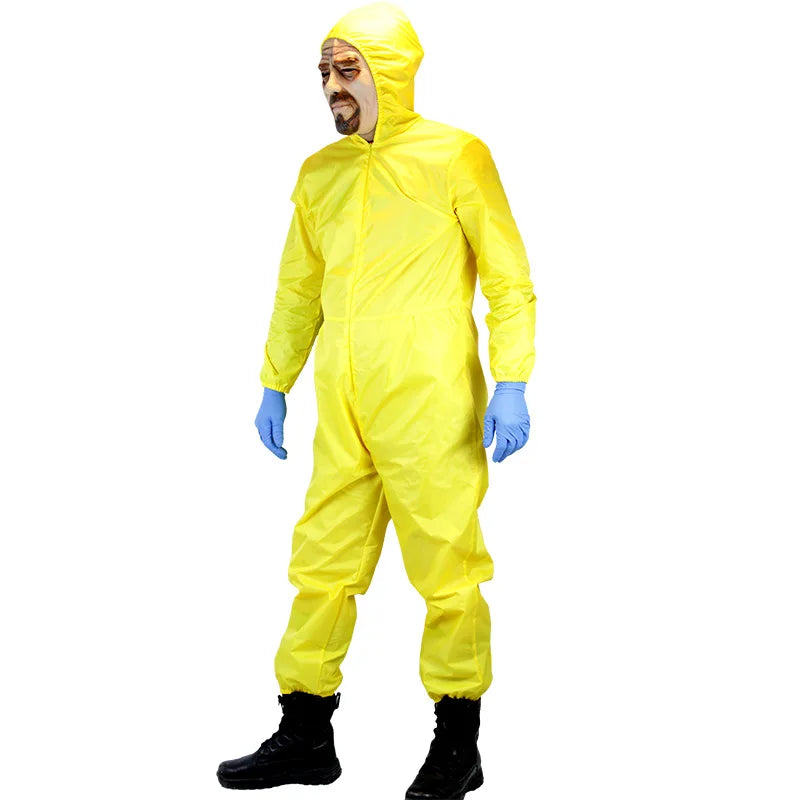Game Theme Breaking Cosplay Bad Yellow protective Jumpsuit Costume  Halloween with Mask