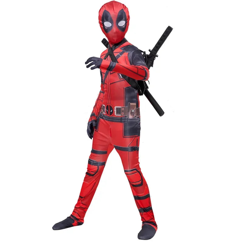 Deadpool Costume Kids Superhero Deadpool Child Cosplay Costume Swords Kids Jumpsuit Deadpool Costume For Children Halloween Suit