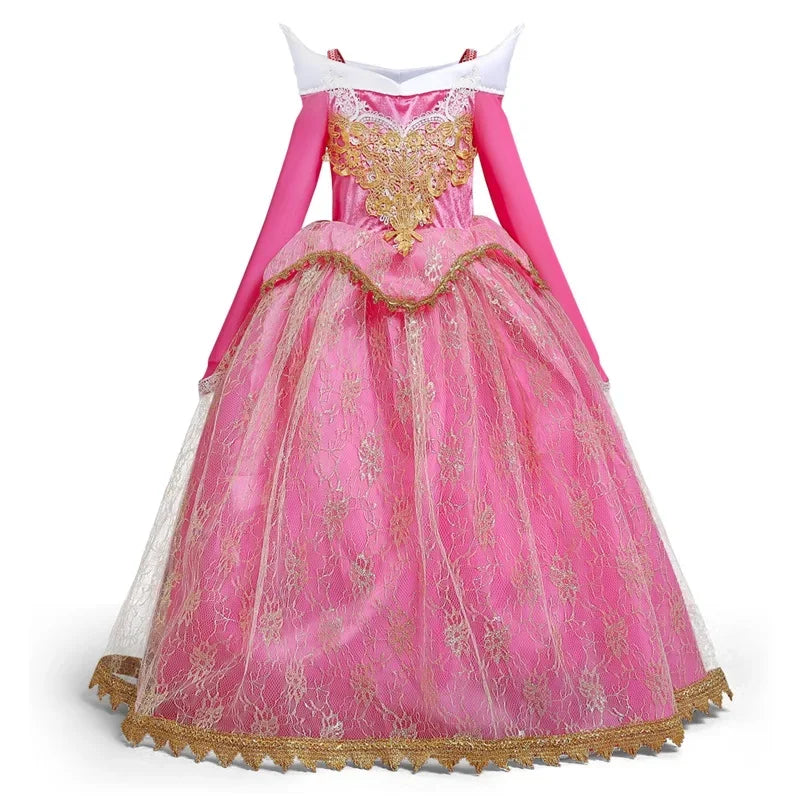 Fantasy Girls Sleeping Beauty Aurora Cosplay Princess Dress Kids Halloween Carnival Birthday Costume Party Clothing 3-10Years
