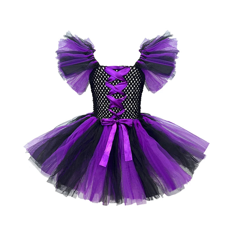 Girls Colour Witch Costume Disguise Halloween Cosplay Carnival Party Christmas Toddler Kids Princess Dress Prom Gown Dress