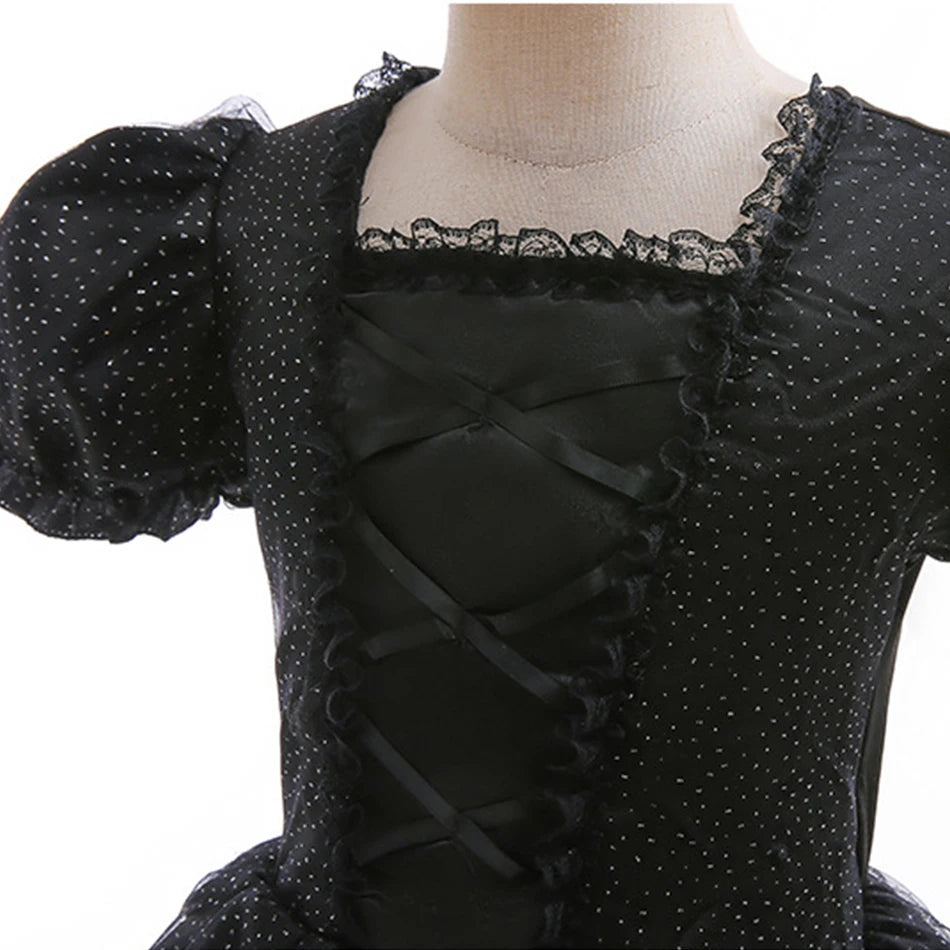 Girl Maleficent Cosplay Dress With Wings Kids Halloween Carnival Evil Witch Dress Up Costume 2-10 Yrs Sequin Ruffles Outfits