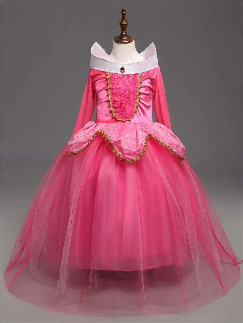 Fantasy Girls Sleeping Beauty Aurora Cosplay Princess Dress Kids Halloween Carnival Birthday Costume Party Clothing 3-10Years