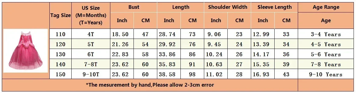 Fantasy Girls Sleeping Beauty Aurora Cosplay Princess Dress Kids Halloween Carnival Birthday Costume Party Clothing 3-10Years
