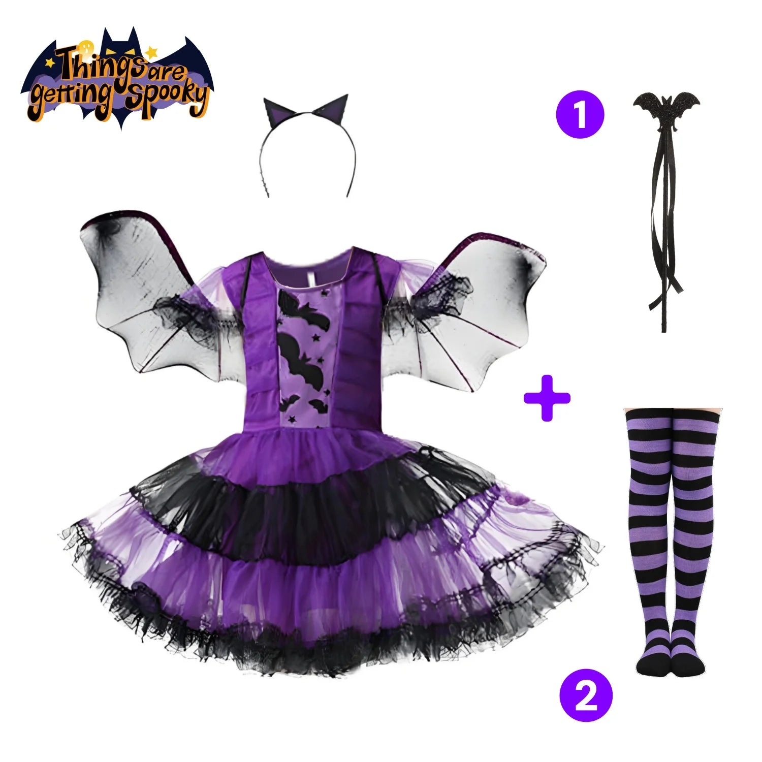 2025 Kids Girls Purple Bat Vampire Princess Dress Fancy Cosplay Costume Witch Clothes Wth Wing Halloween Role Play Clothing