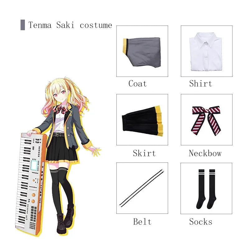 ANIMECC in Stock S-3XL Tenma Saki Hoshino Ichika Hinomori Shiho Mochizuki Honami Cosplay School Outfit Wig Halloween for Women