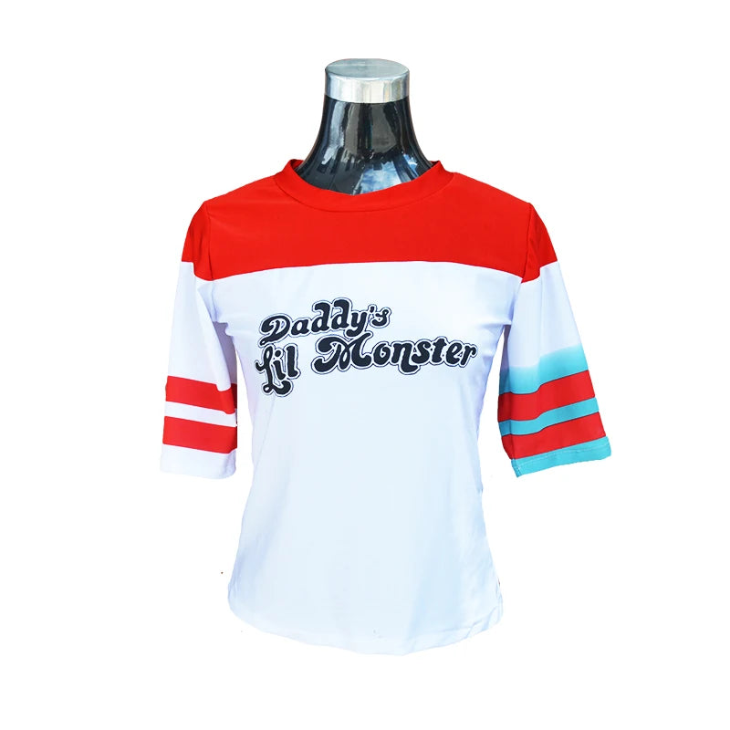 Anime Adult Dress Women Costume Quinn Girl Wig T Shirt Joker Jacket Halloween Costume Kids Glove Accessories