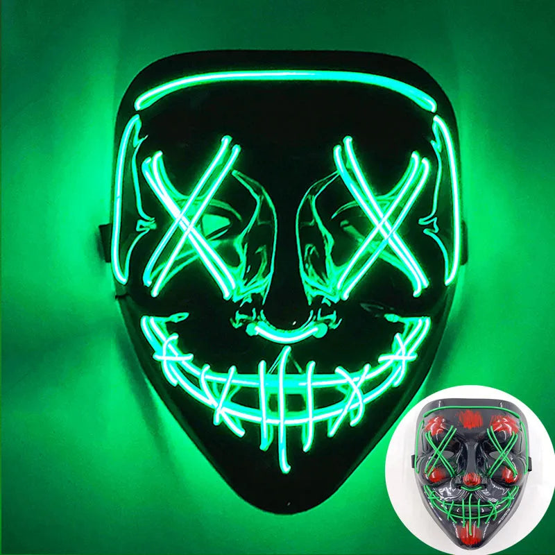 Cosplay Circle Square Triangle Light Up Masks Glowing LED Full Face Mask Disguise Supplies Film Theme Neon Luminous Mask Props