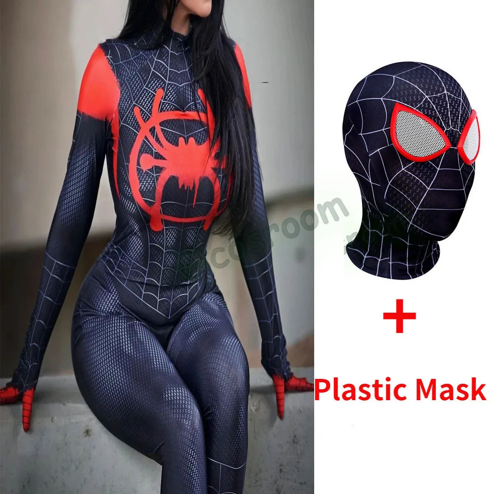 Miles Morales Cosplay Zentai Suit 3D Printed Bodysuit Spiderman Into The Verse Costume for Adult Halloween Party Outfit