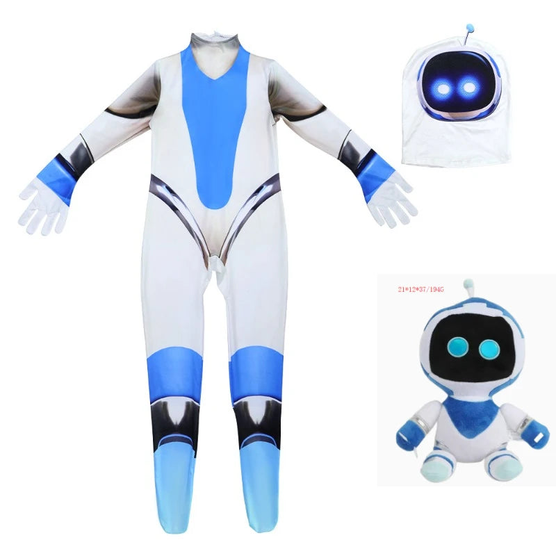 Children Adult Astro Bot Game Cosplay Costume Funny  Adult Astro Bot Jumpsuit Headwear Costume Carnival Costume Party Dress Up