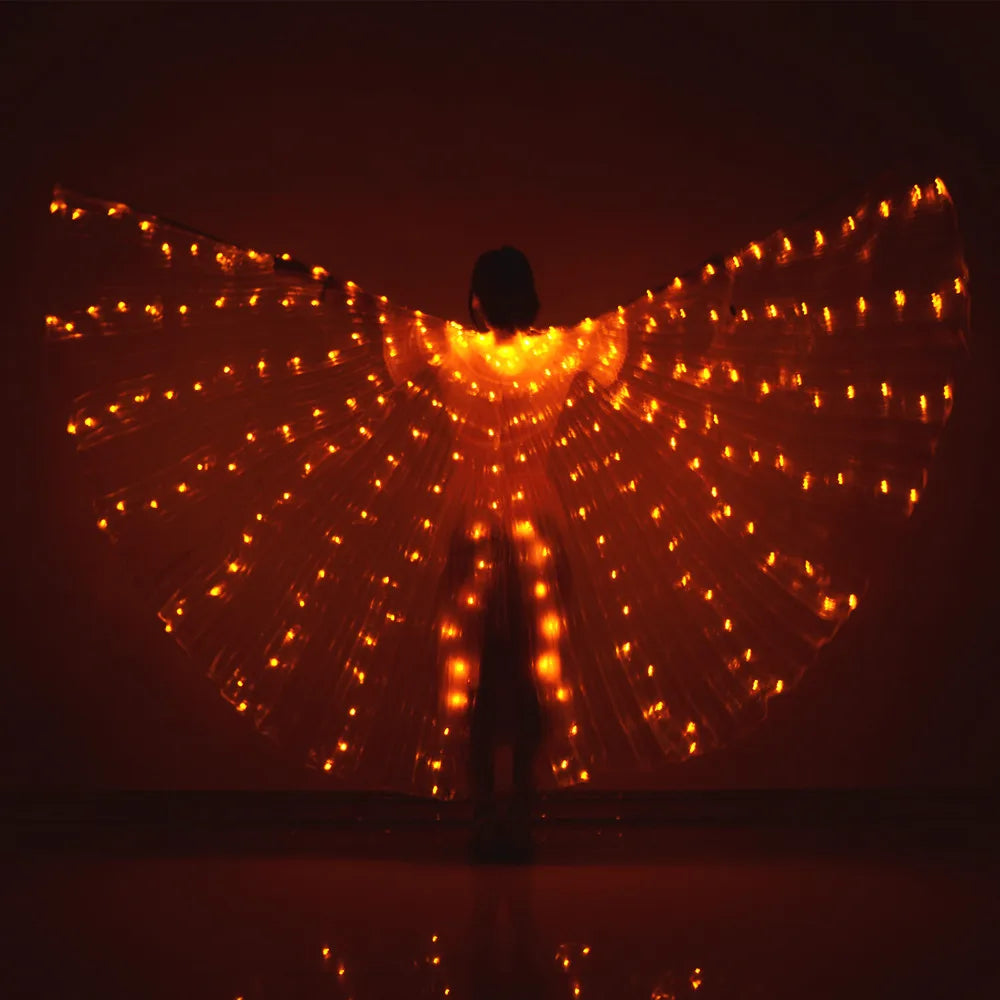 LED Wings Belly Dance Wings Isis Halloween Wings Prop Shining LED Lamp Wings Belly Dance Costumes Accessories Sticks Adult Child