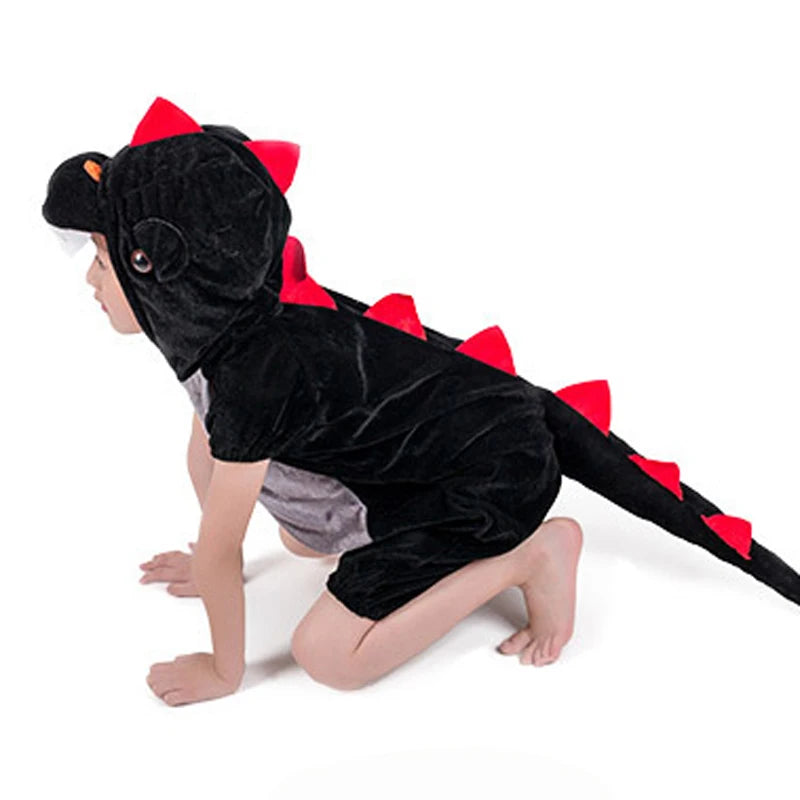 Cute Dinosaur Kugurumi Costume Cosplay Boys 2-4T 4-8Y Green Black Kindergarten School Party Game Role Play Suit Umorden