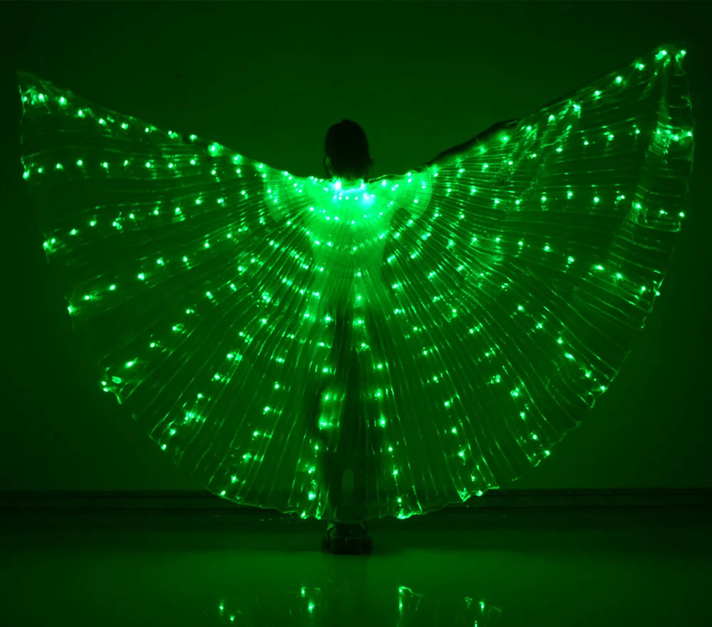 LED Wings Belly Dance Wings Isis Halloween Wings Prop Shining LED Lamp Wings Belly Dance Costumes Accessories Sticks Adult Child