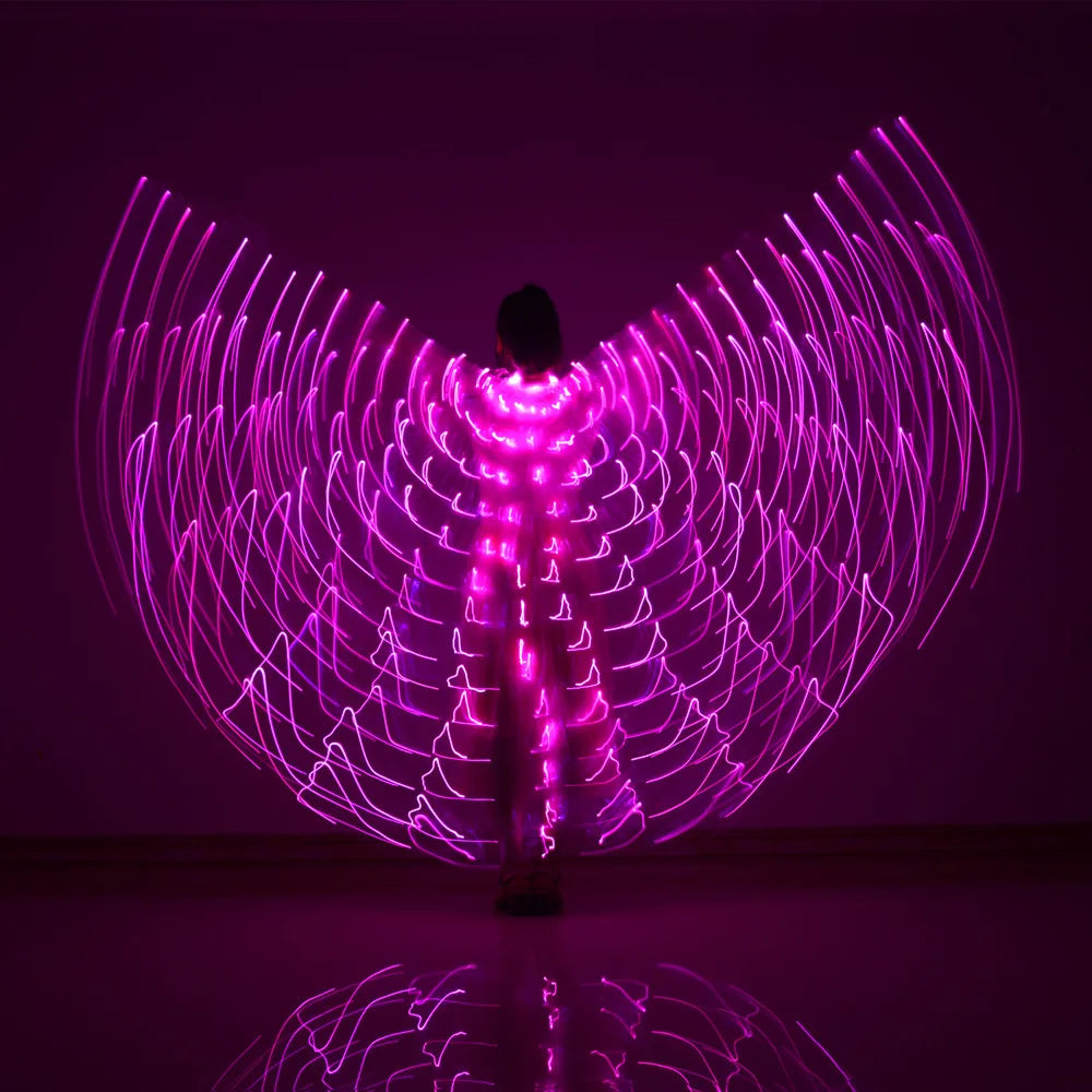 LED Wings Belly Dance Wings Isis Halloween Wings Prop Shining LED Lamp Wings Belly Dance Costumes Accessories Sticks Adult Child