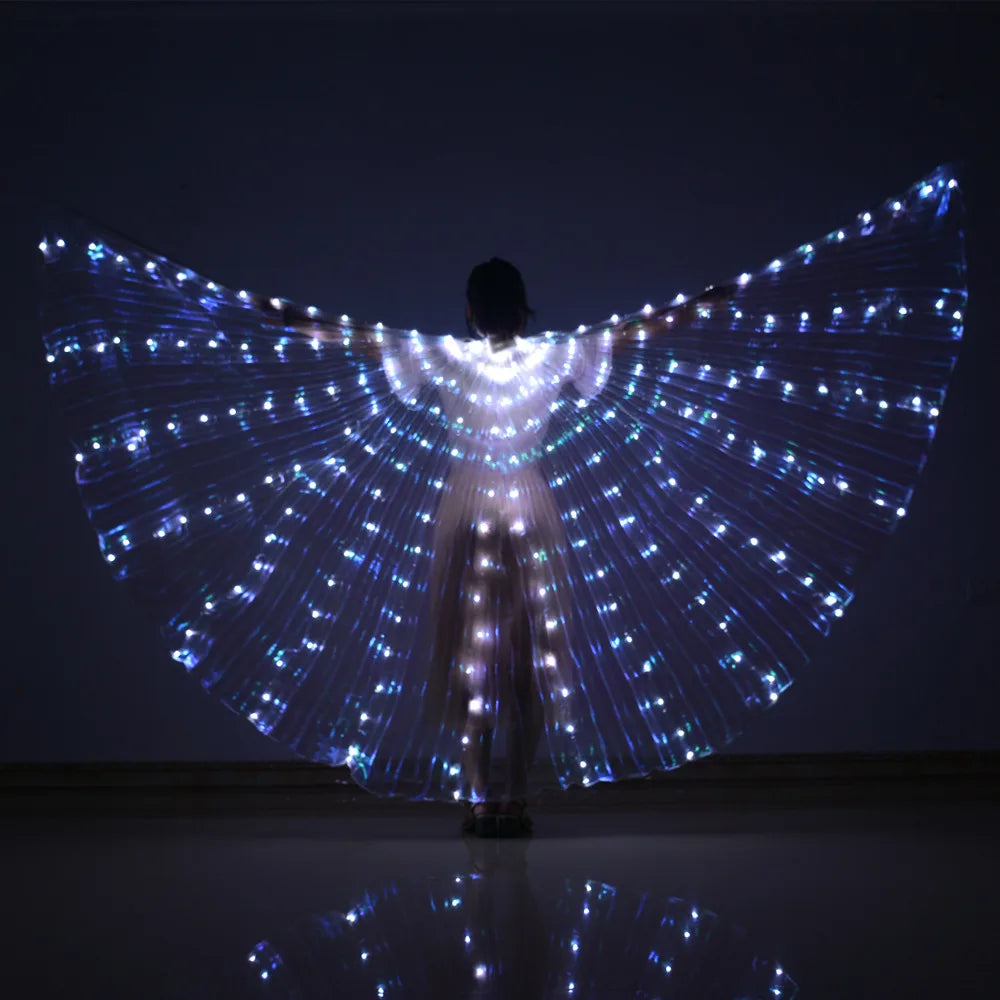 LED Wings Belly Dance Wings Isis Halloween Wings Prop Shining LED Lamp Wings Belly Dance Costumes Accessories Sticks Adult Child