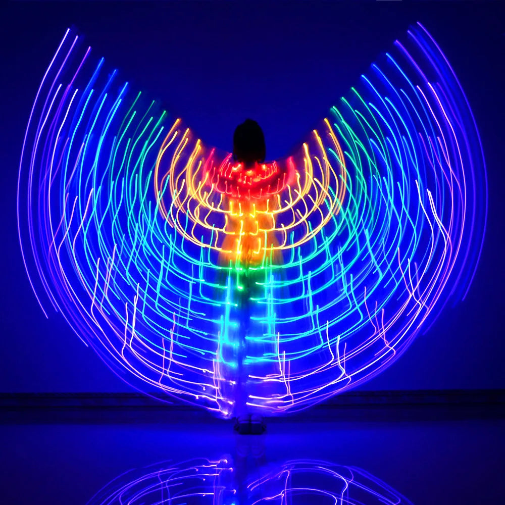 LED Wings Belly Dance Wings Isis Halloween Wings Prop Shining LED Lamp Wings Belly Dance Costumes Accessories Sticks Adult Child